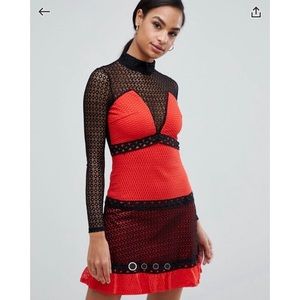 NWOT Boohoo London Contrast Panel Lace Dress